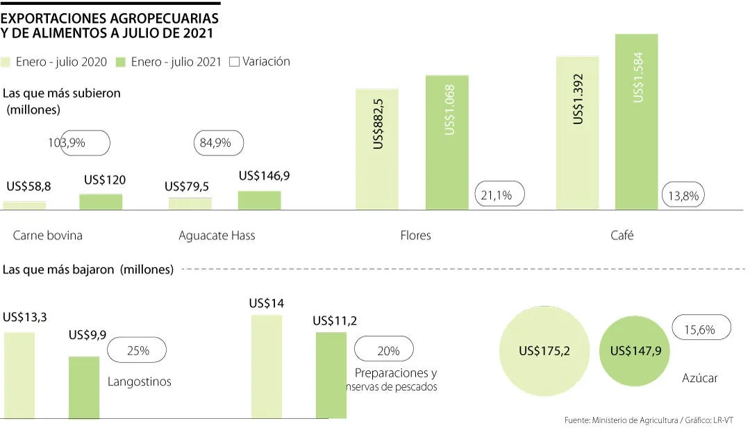 Colombia: Exportaciones de carne bovina y aguacate Hass, las que más crecieron al 31 de julio