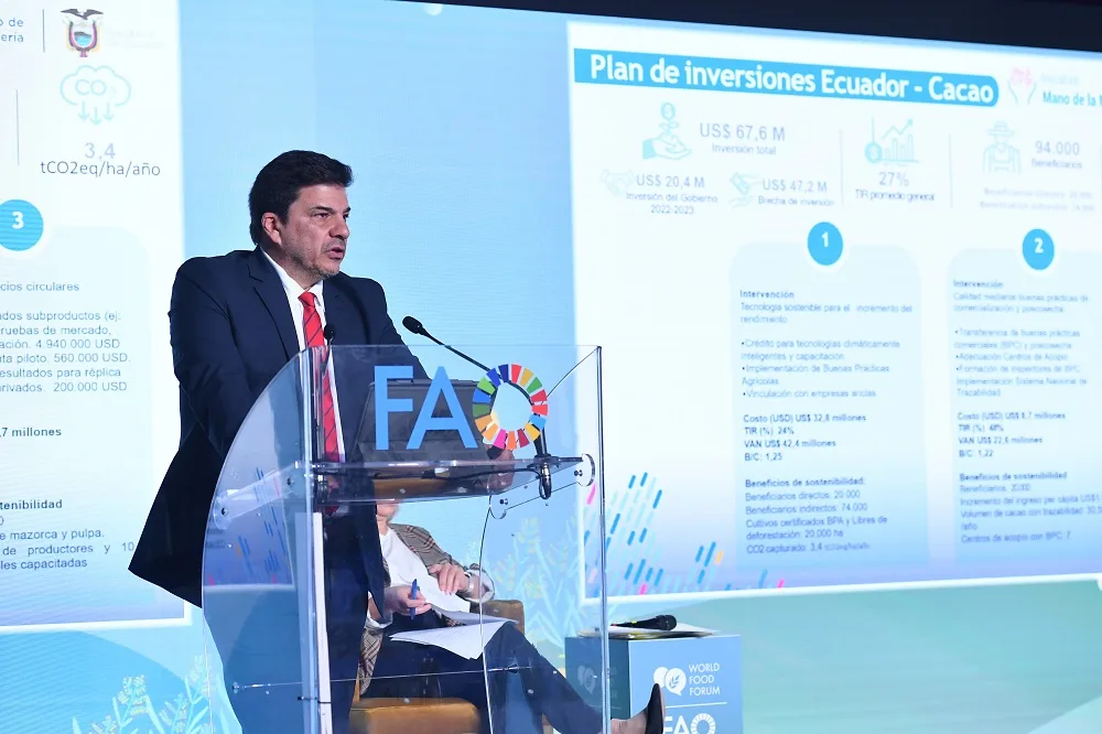 Ecuador presentó propuesta de desarrollo sostenible de cadenas de valor agrícolas en foro de la FAO
